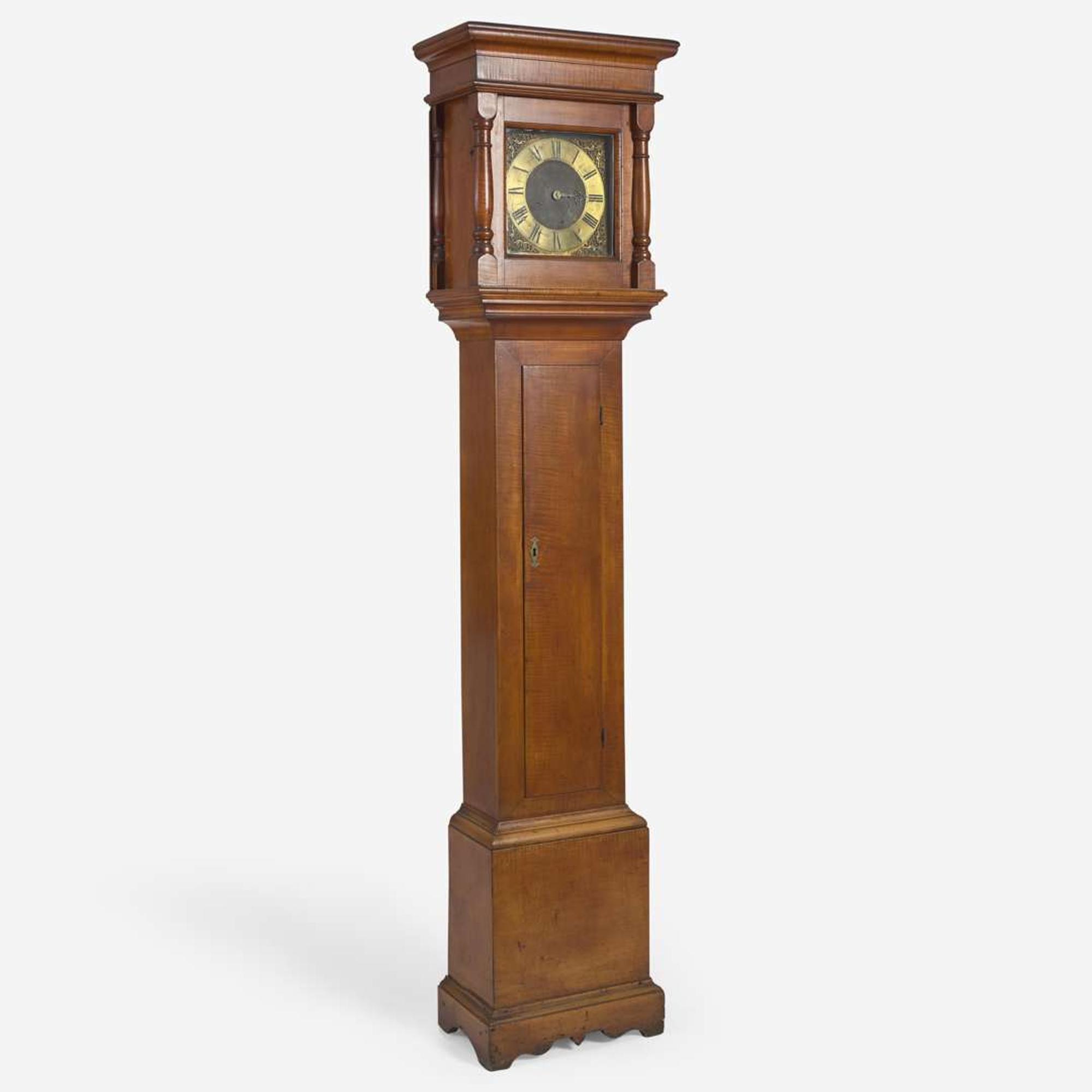 A Queen Anne carved maple tall case clock Works by Thomas Crow (active c. 1770-1824), Wilmington, DE, the case possibly Chester County, PA, circa 1770
