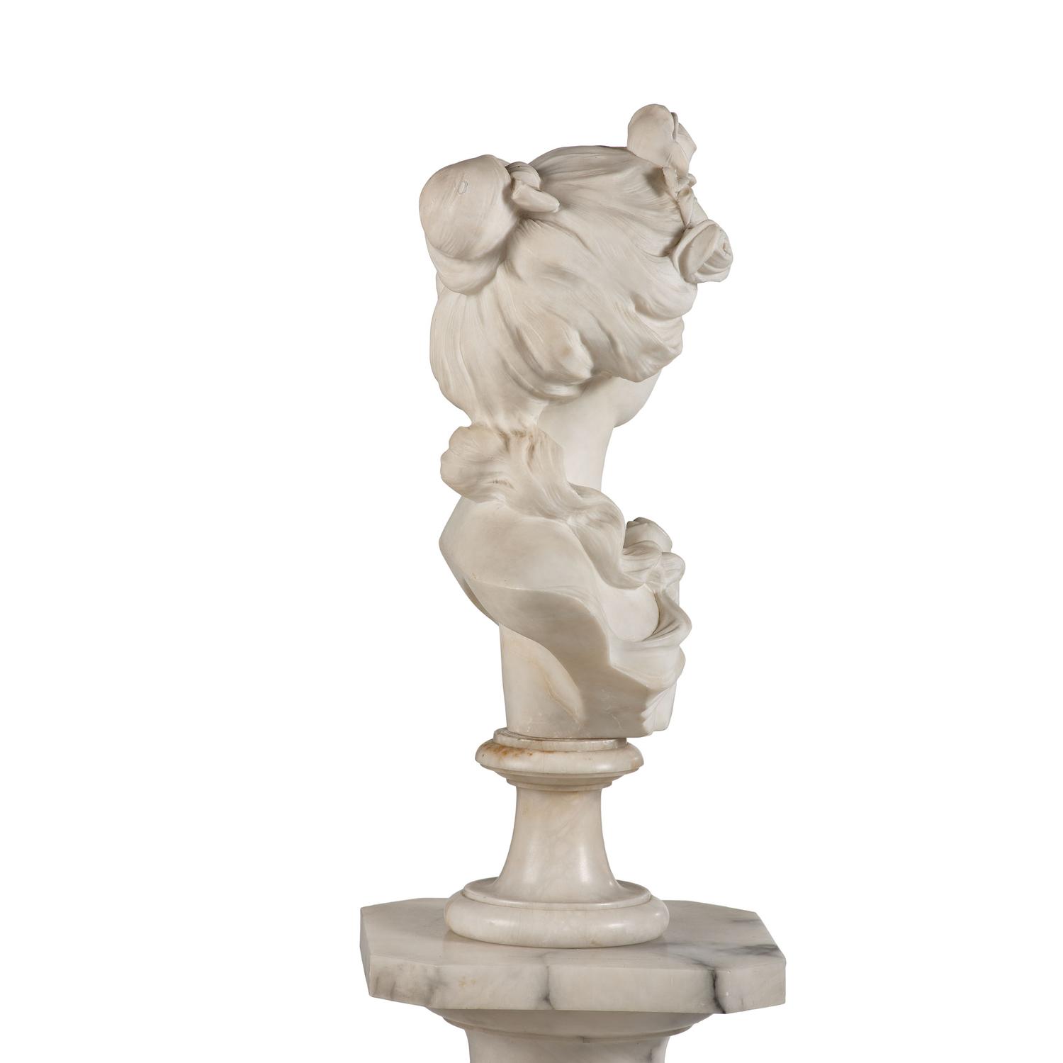 An Italian Marble Bust Attributed to Adolfo Cipriani with an Associated Marble Pedestal