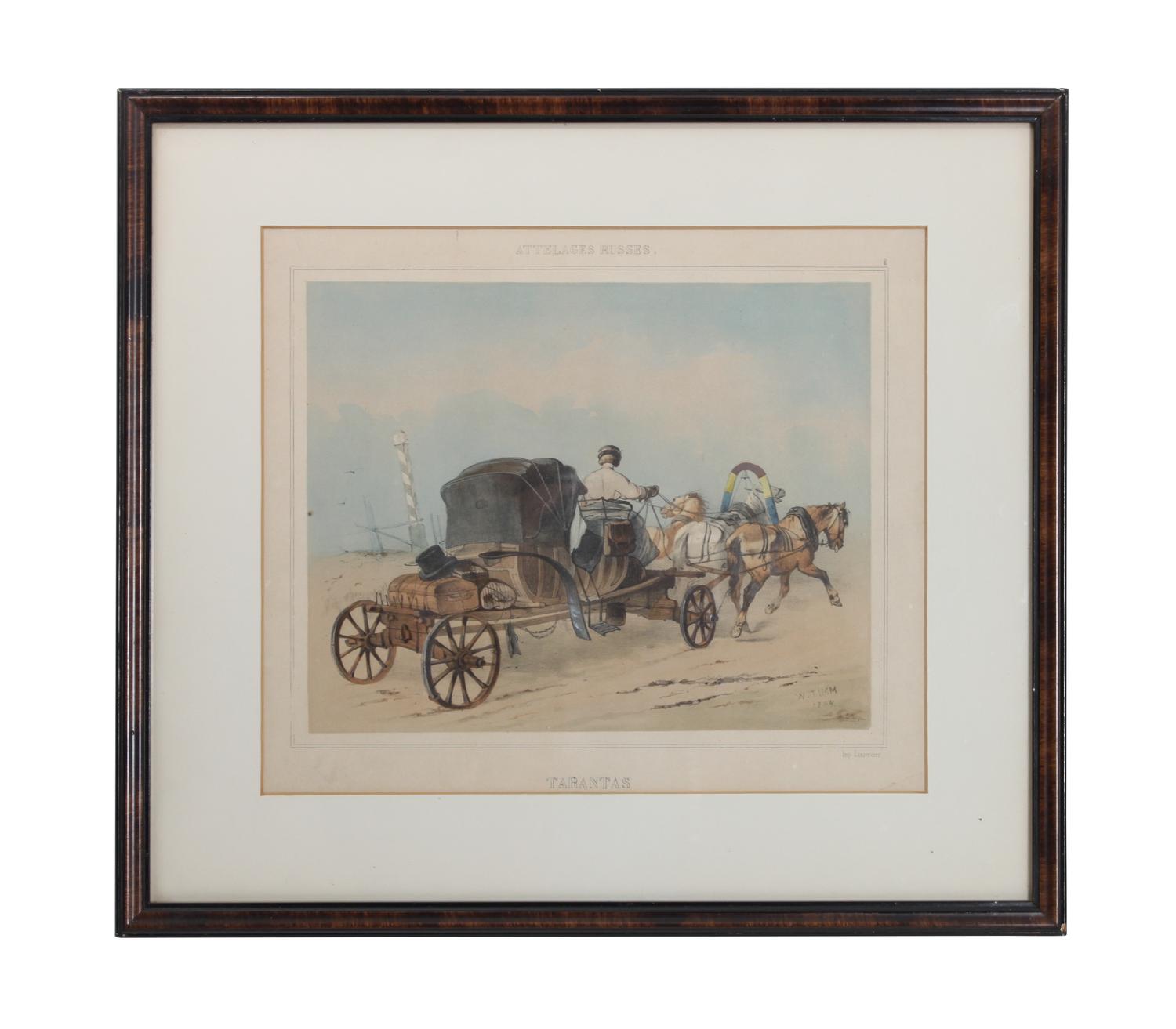 Three Decorative French Handcolored Lithographs 8 1/2 x 6 1/2 inches (first plate)