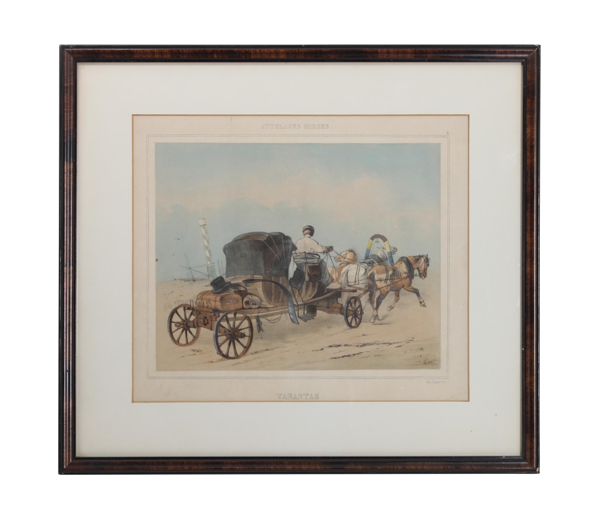 Three Decorative French Handcolored Lithographs 8 1/2 x 6 1/2 inches (first plate)