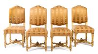A Set of Four Louis XIV Style Giltwood Side Chairs Height 42 inches. — 19TH CENTURY