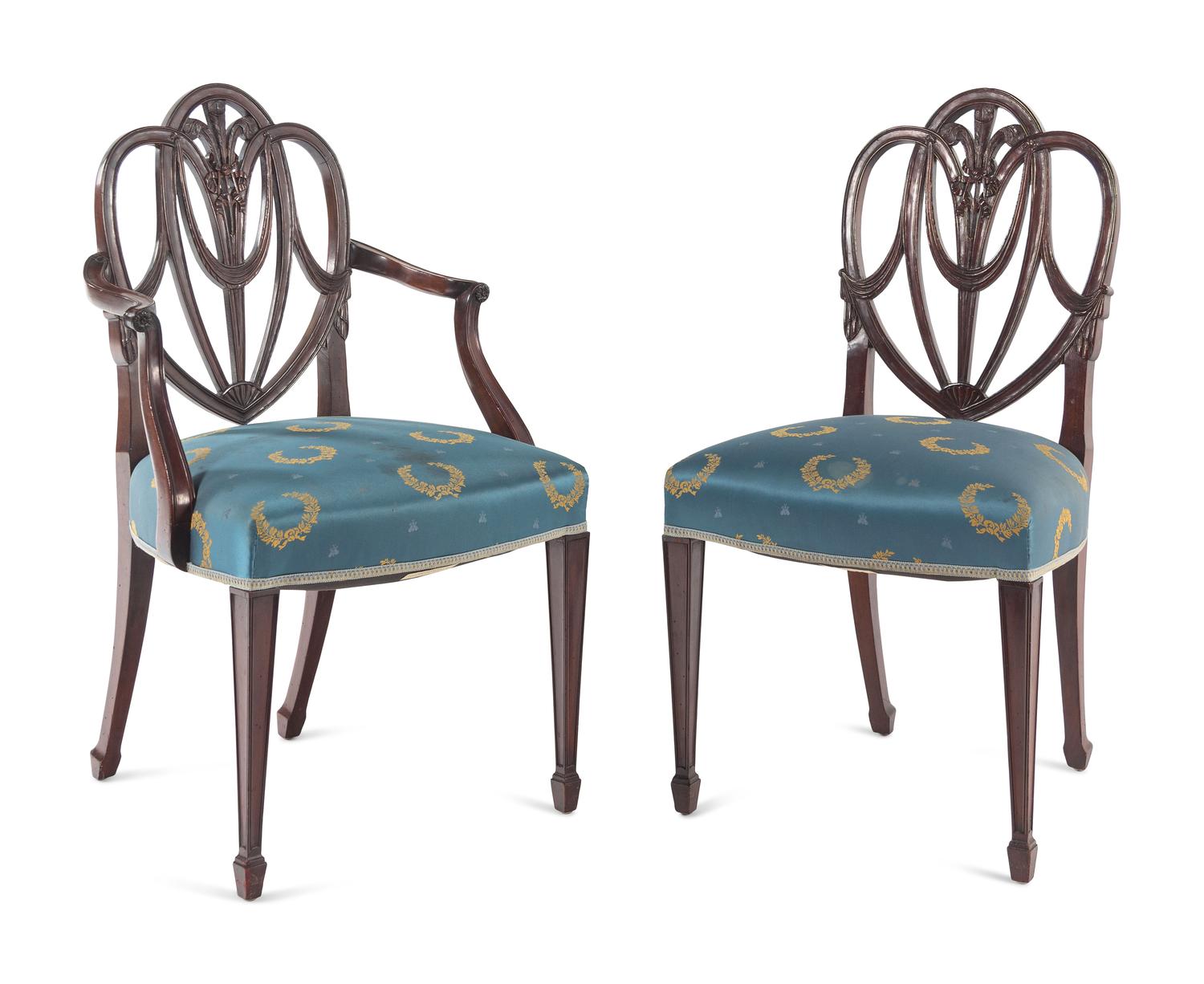 A Set of Ten English Mahogany Dining Chairs