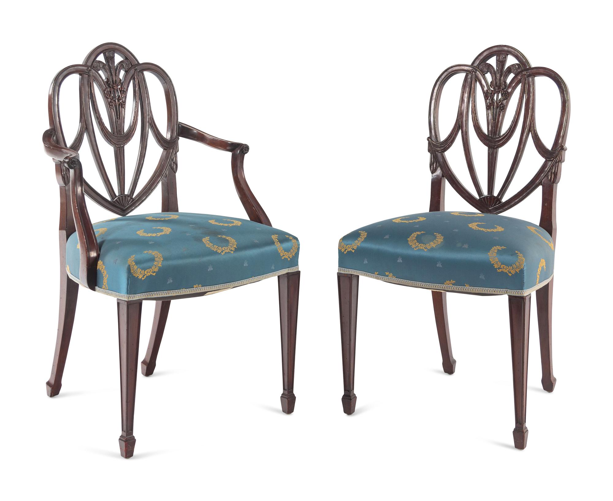 A Set of Ten English Mahogany Dining Chairs