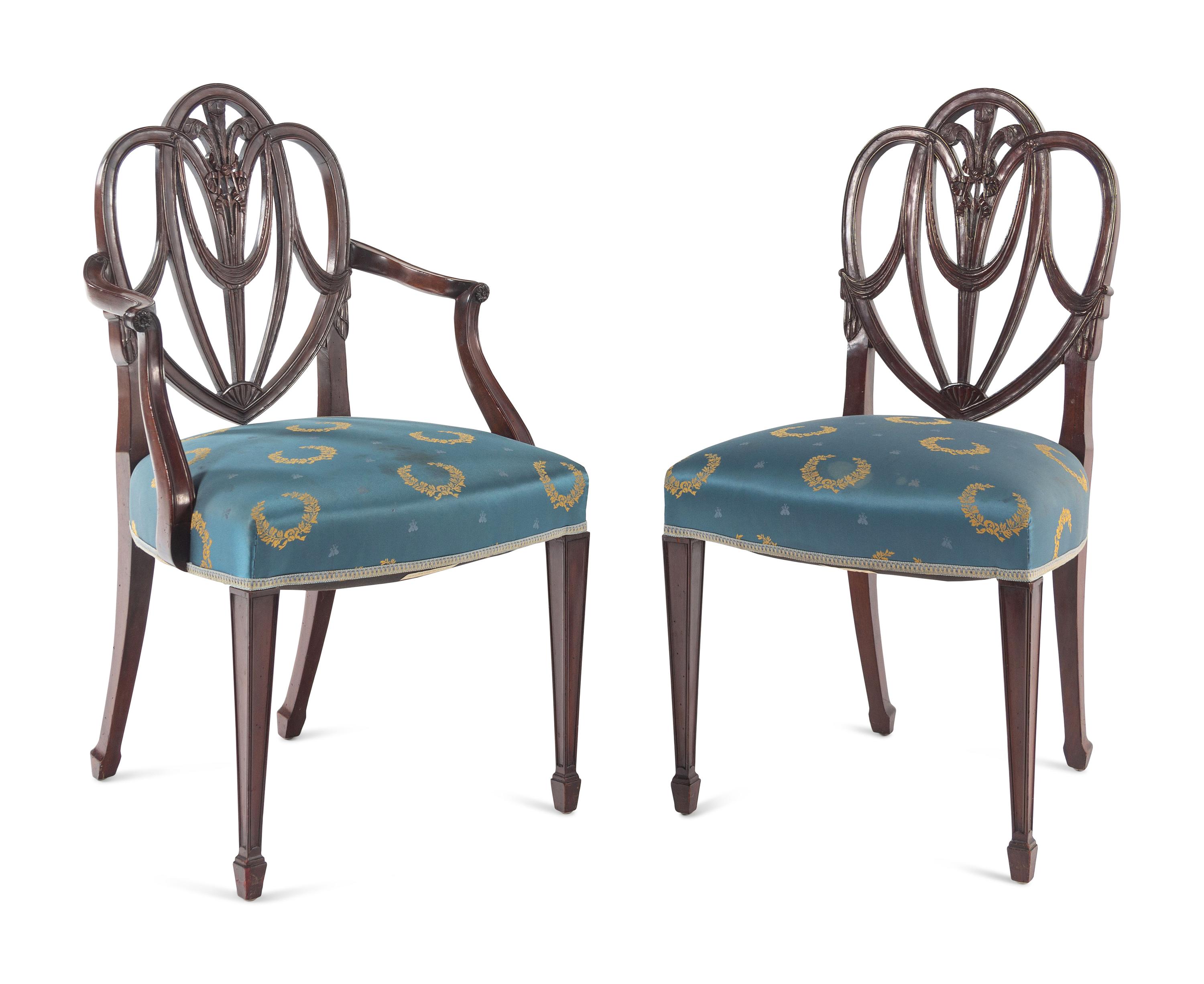 A Set of Ten English Mahogany Dining Chairs