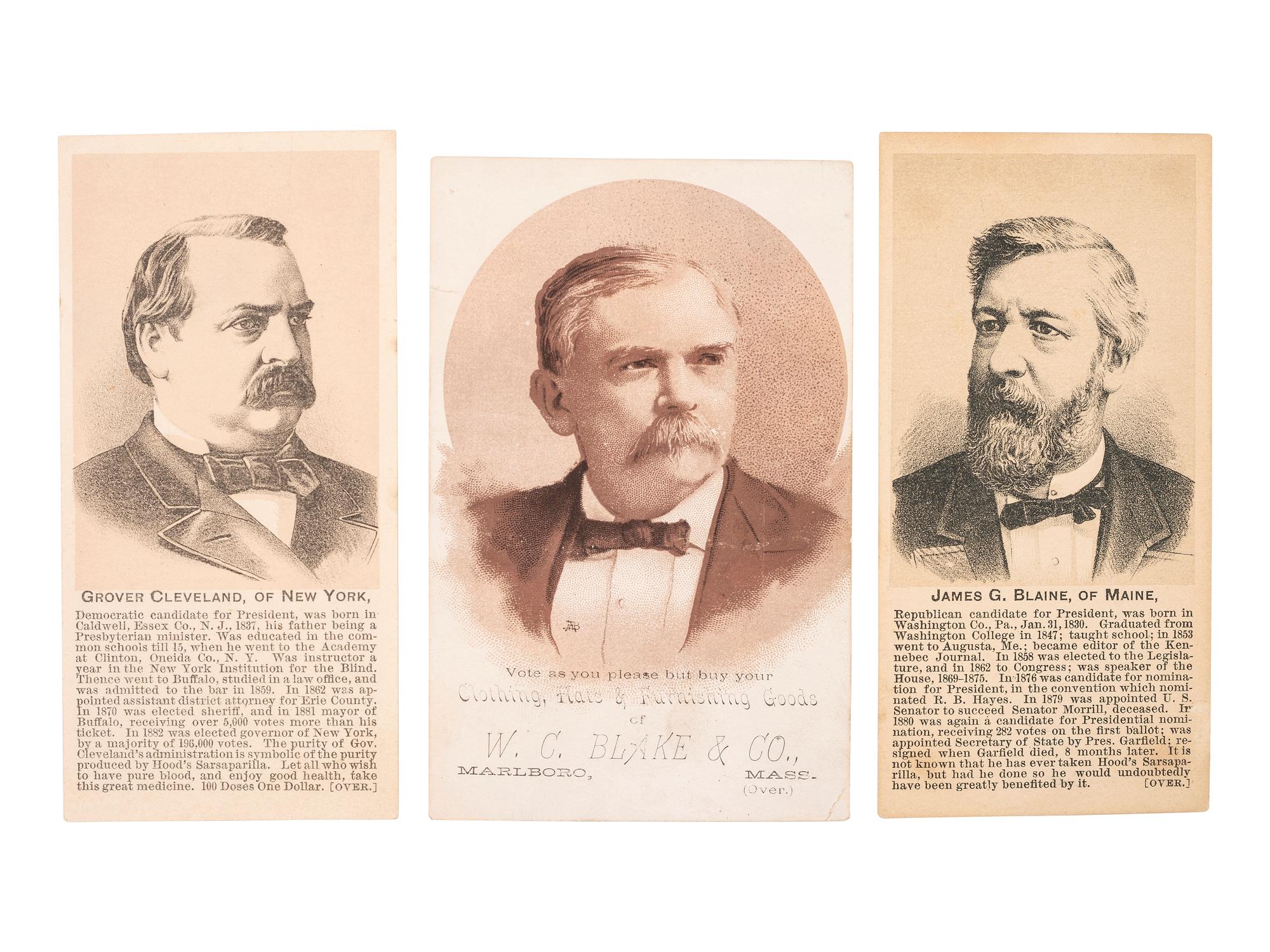 [1884 ELECTION]. A group of advertising cards and covers from the 1884 election, including: