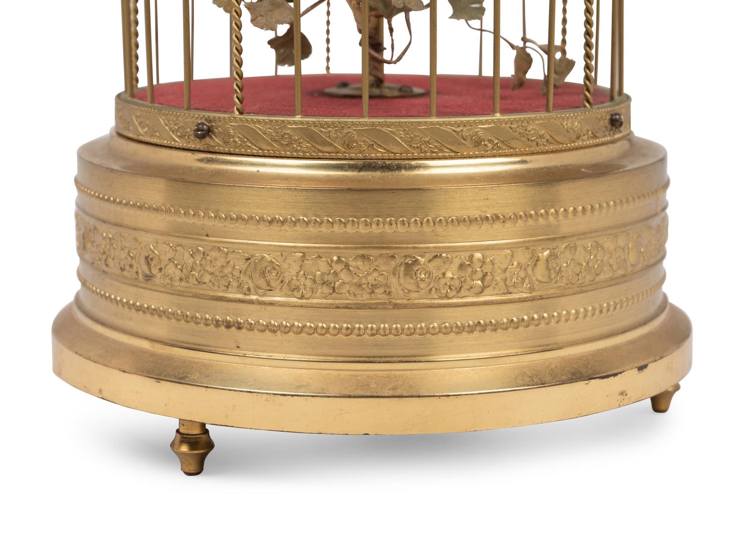 A Gilt Metal Singing Bird in Cage Automaton by Karl Griesbaum Workshop