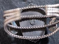 Silver Twisted Wire Cuff Bracelet, with Turquoise
