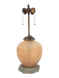 A Molded Opalescent Glass Vase Mounted as a Lamp