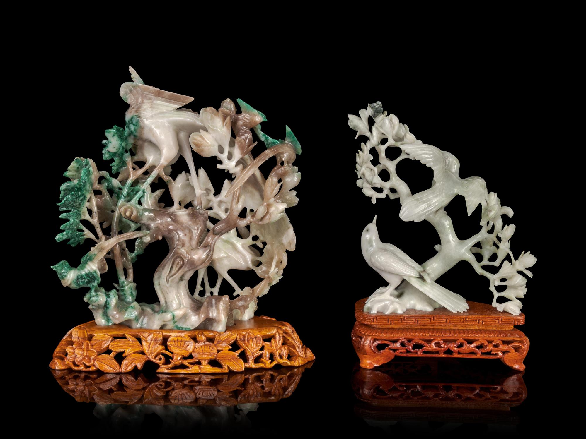 Two Chinese Hardstone Carvings of Birds