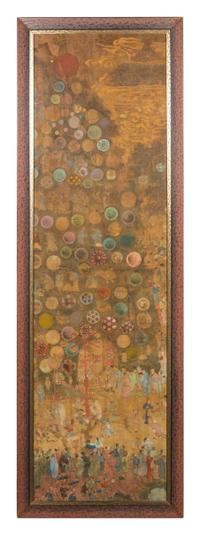 A Set of Six Chinese Ink and Color on Silk Panels MING DYNASTY 81 1/4 x 22 3/4 inches. — MING DYNASTY