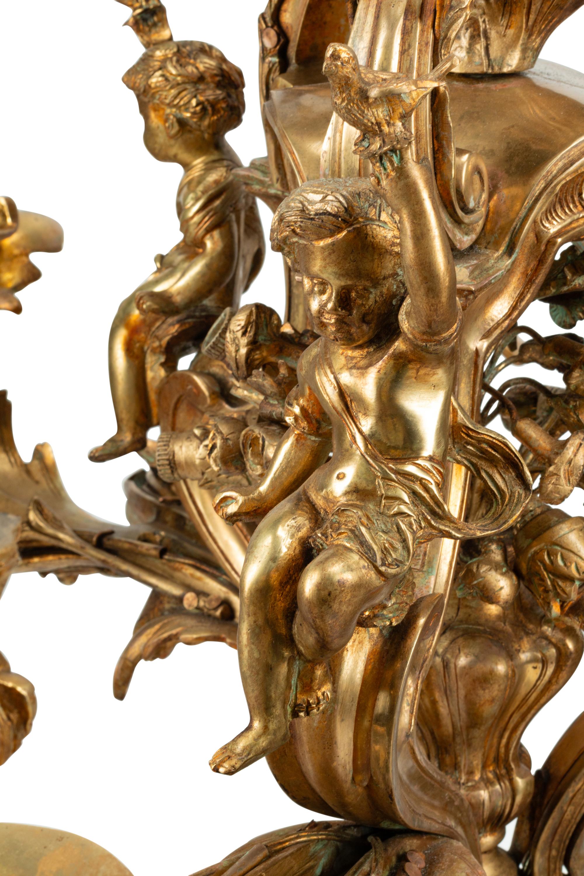 A Continental Gilt Bronze Nine-Light Chandelier