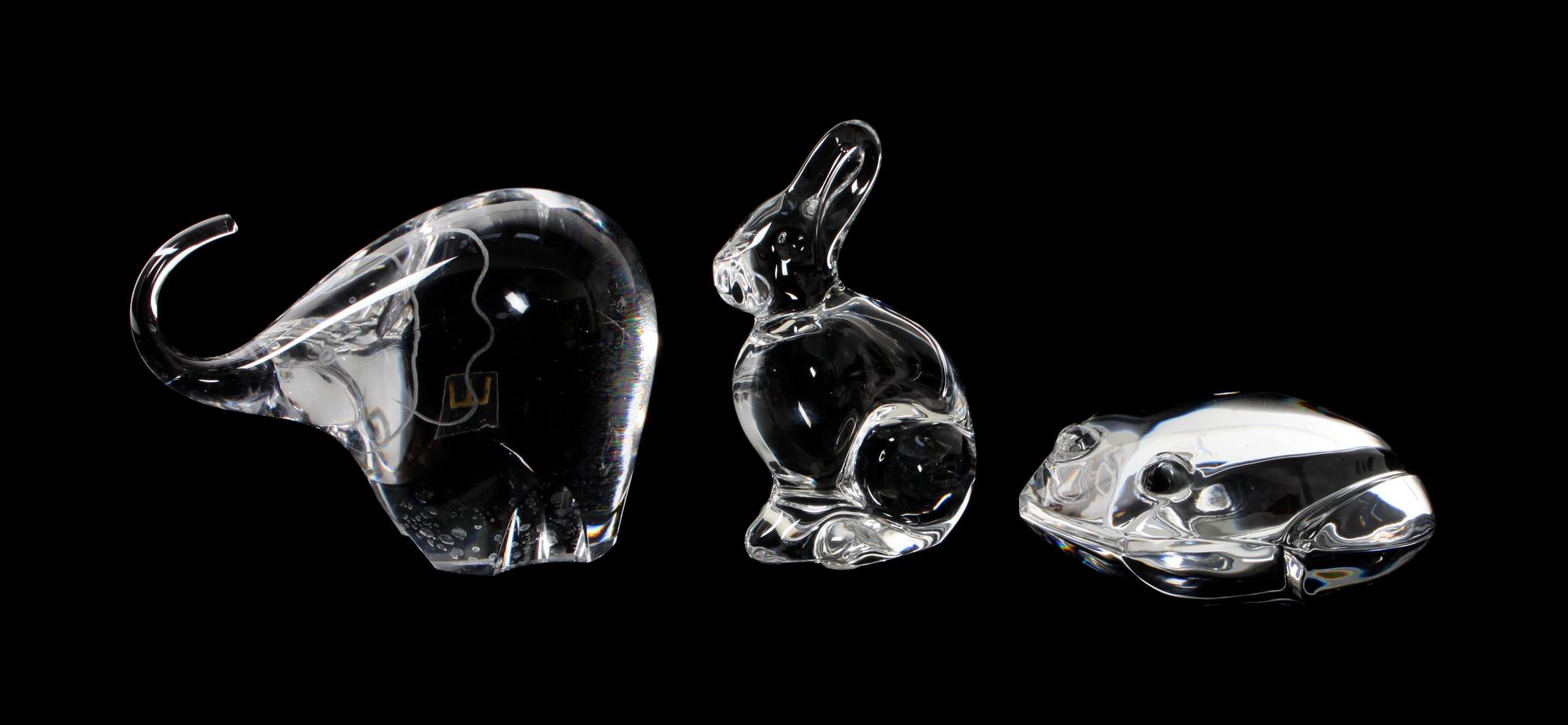 Three Glass Animals Height of first 3 1/2 x length 5 1/2 inches