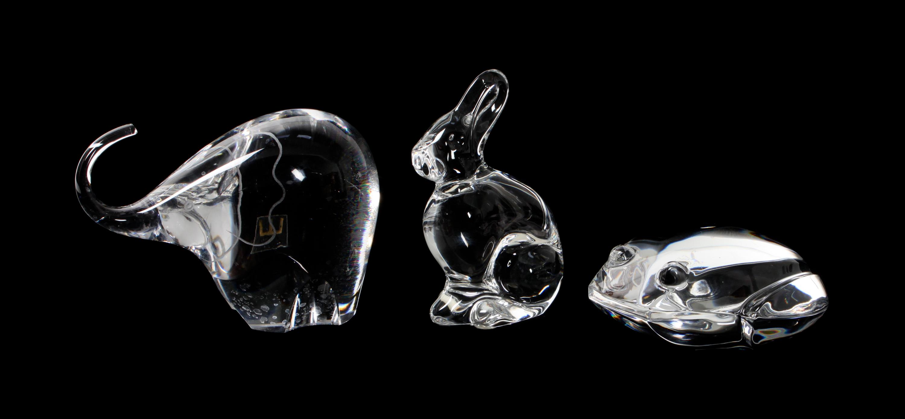 Three Glass Animals Height of first 3 1/2 x length 5 1/2 inches