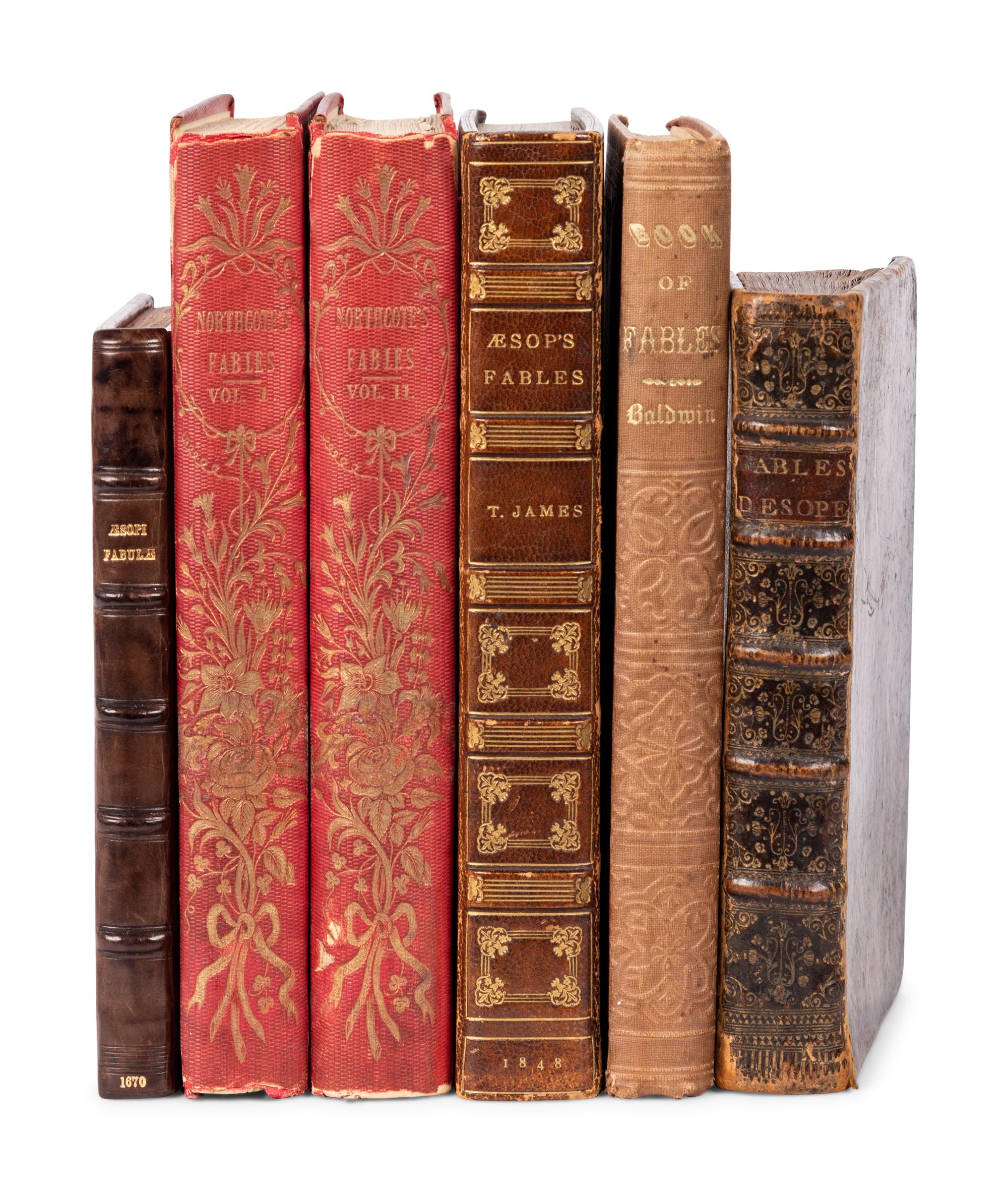 [AESOP (ca 620-560 B. C.).] – A group of 17 works in 19 volumes of Aesop's fables, including: