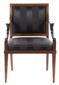 A Russian Brass Inlaid and Parcel Ebonized Armchair Height 35 inches. — 19TH CENTURY