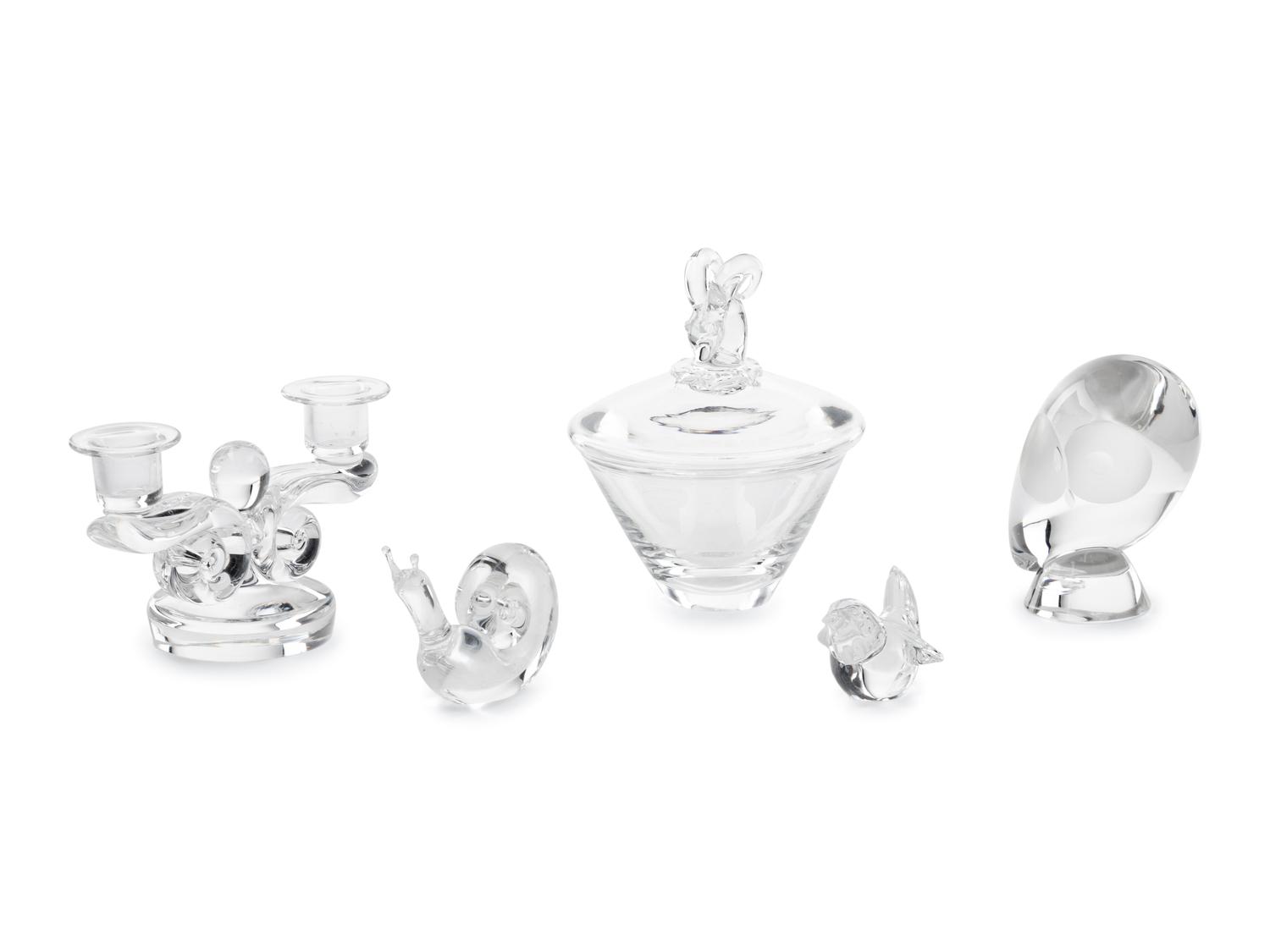 Five Steuben Glass Table Articles