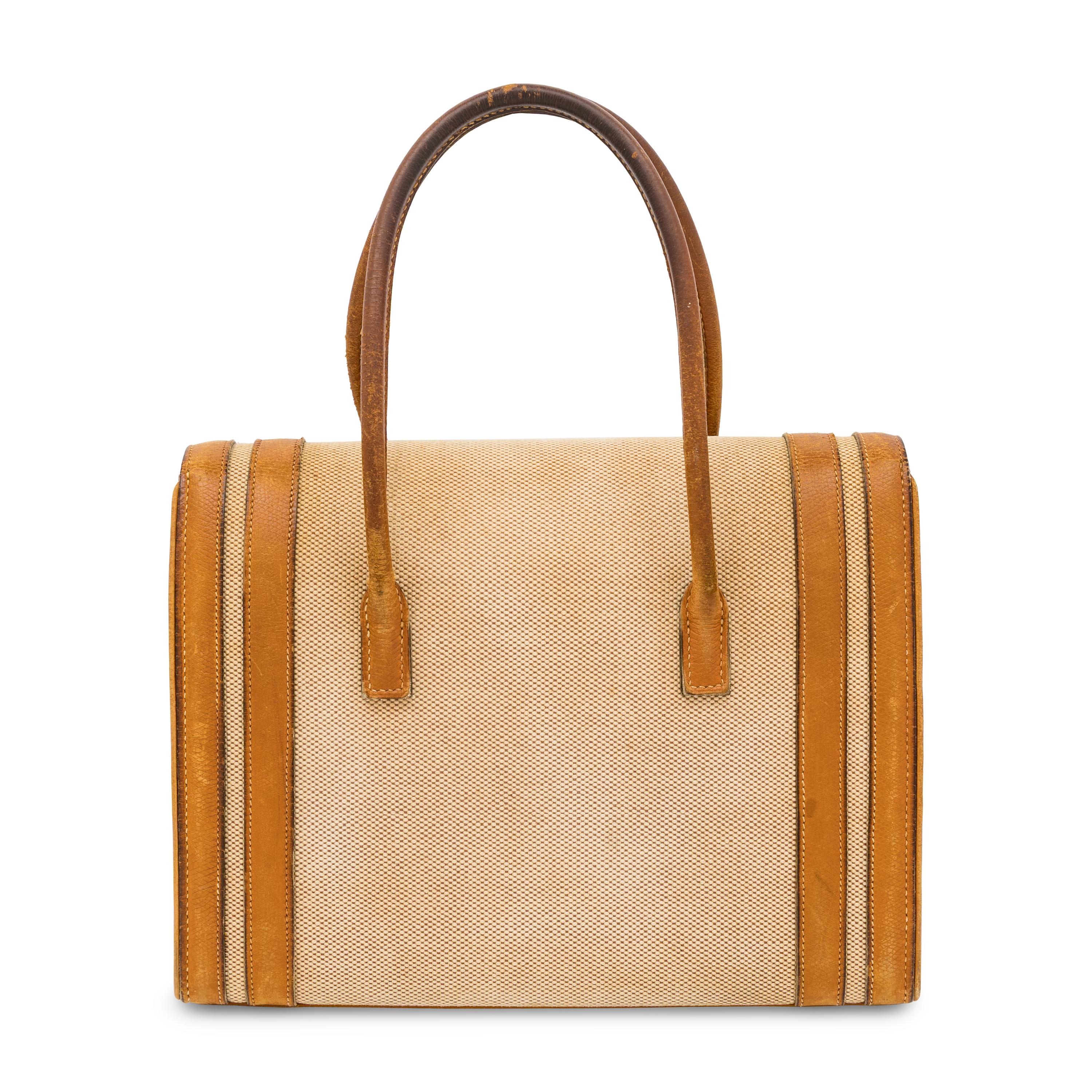 Hermès, Vintage Drag Bag in Canvas & Courchevel Leather, 1964
