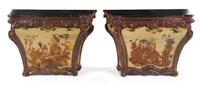 A Pair of Venetian Painted Pedestal Cabinets Height 35 x width 50 x depth 21 inches. — 18TH/19TH CENTURY