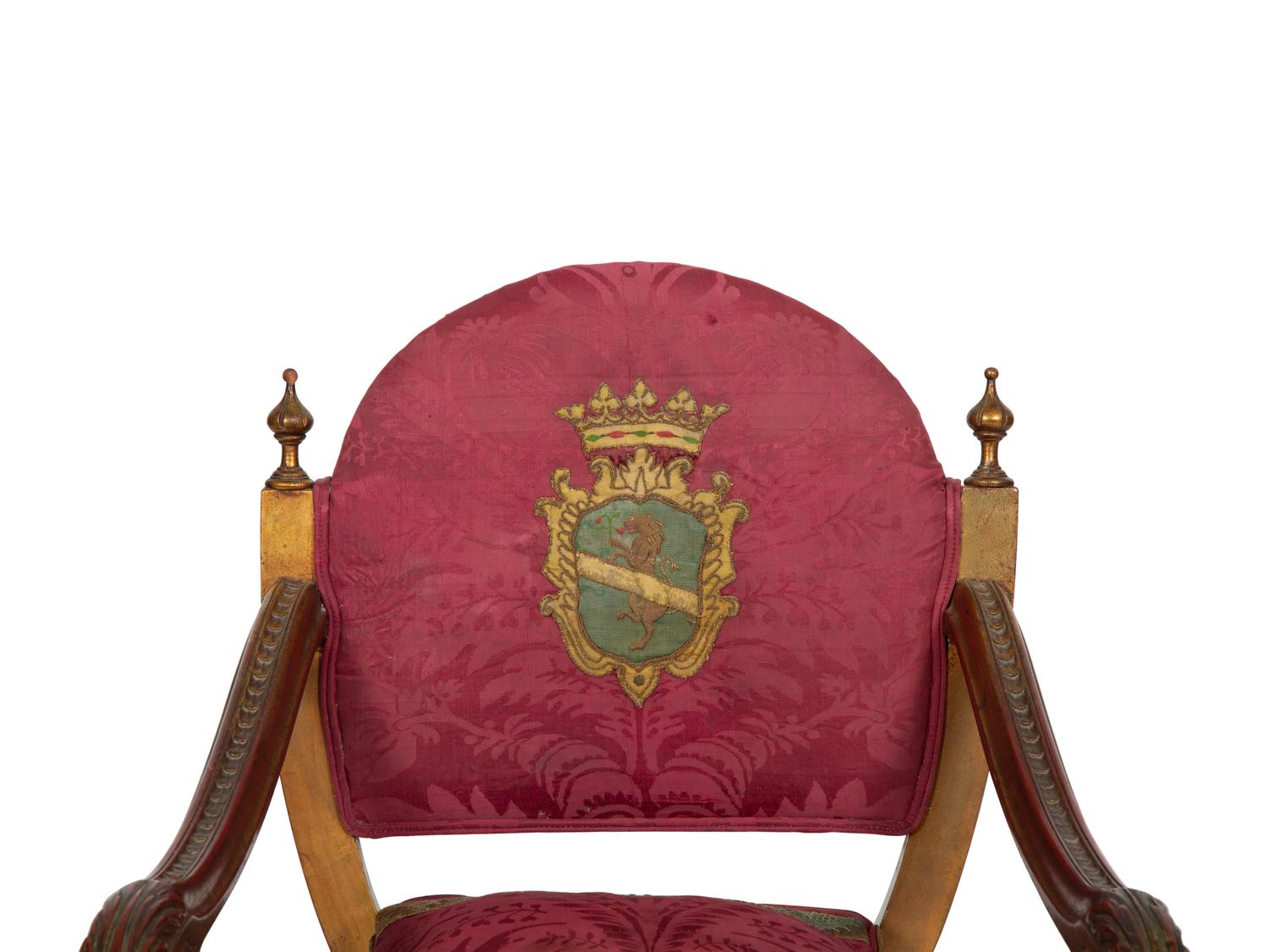 An Italian Giltwood Savonarola Armchair