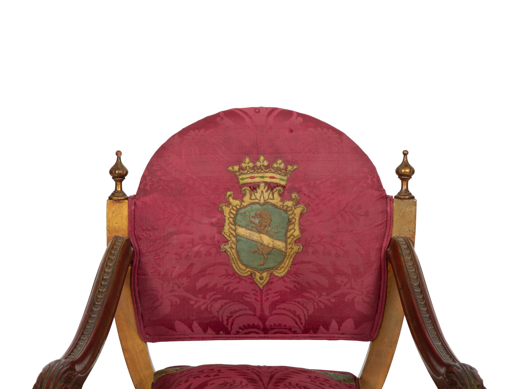 An Italian Giltwood Savonarola Armchair