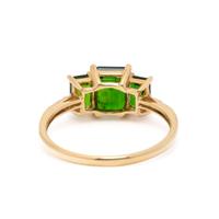DIOPSIDE, DIAMOND, AND YELLOW GOLD RING