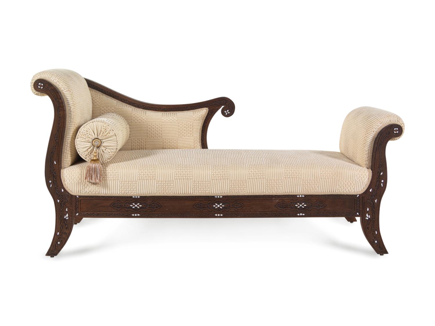 A Syrian Mother-of-Pearl Inlaid Walnut Daybed