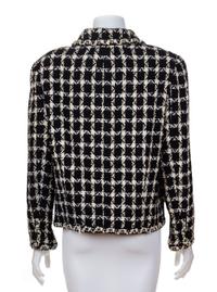 A Chanel Black and White Check Cotton Jacket, Size 44.