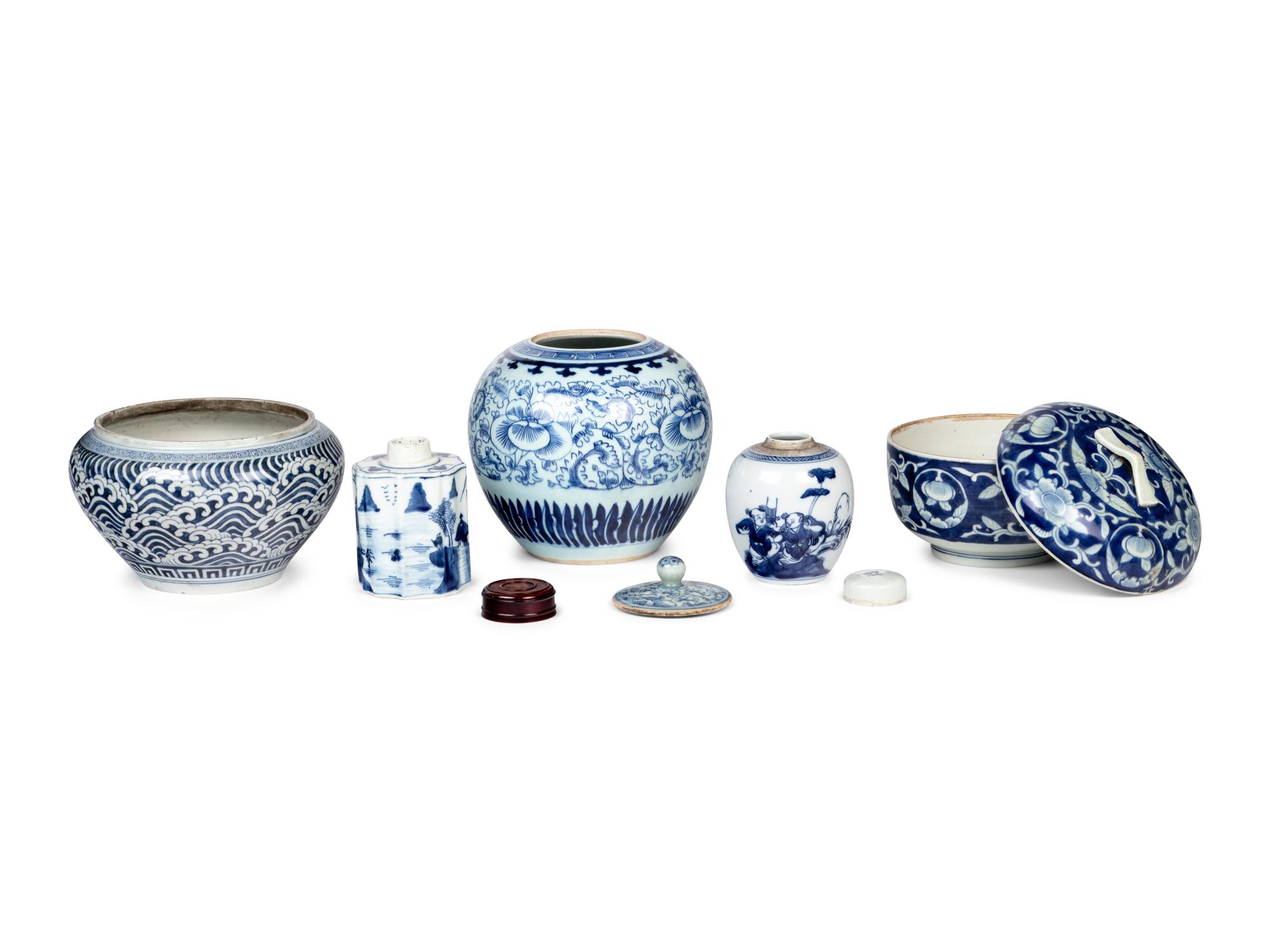 A Group of Blue and White Porcelain Articles