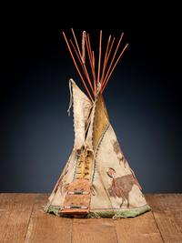 Sioux Painted Model Tipi, with Ledger Art