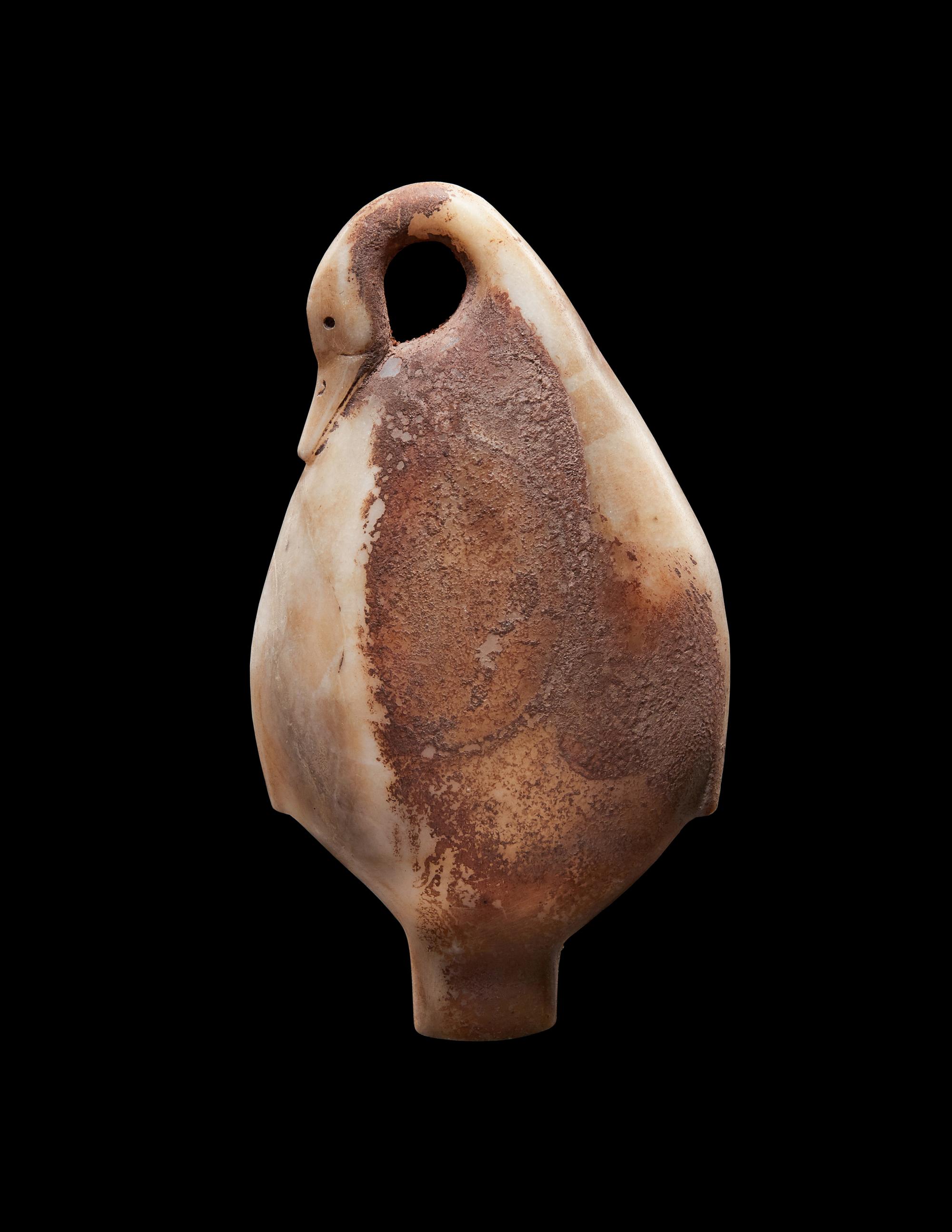 An Egyptian Alabaster Duck-Shaped Cosmetic Dish
