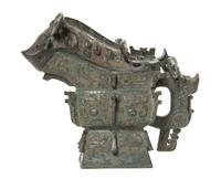 A Bronze Ritual Gong Vessel Height 12 5/8 inches.