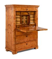 A Biedermeier Karelian Birch Fall-Front Secretary