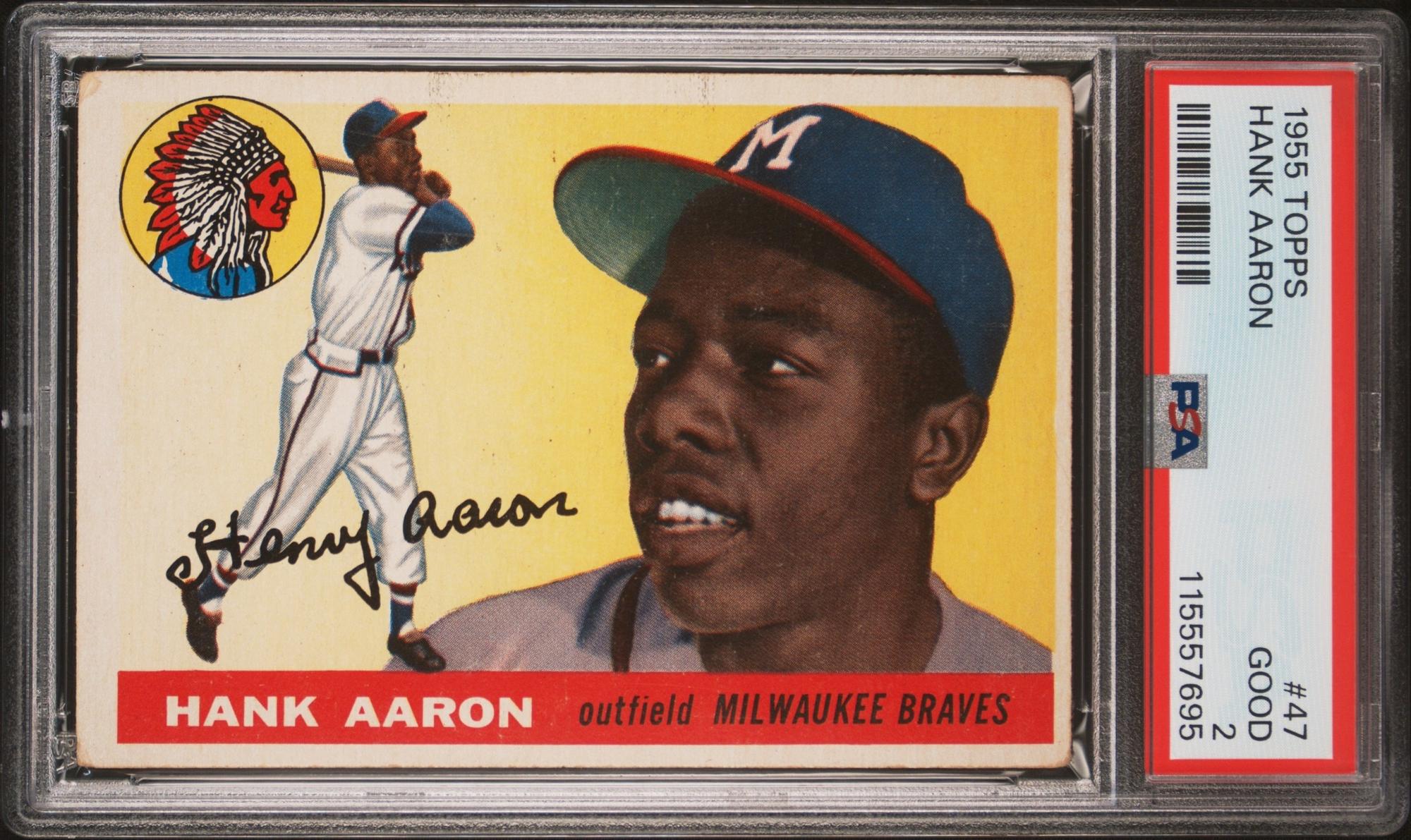 A 1955 Topps Hank Aaron Baseball Card No. 47 (PSA 2 GOOD) from The Collection of David Eisenhower
