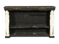 An Empire Style Gilt Metal and Plaster Mounted Ebonized Pier Table with Marble Top