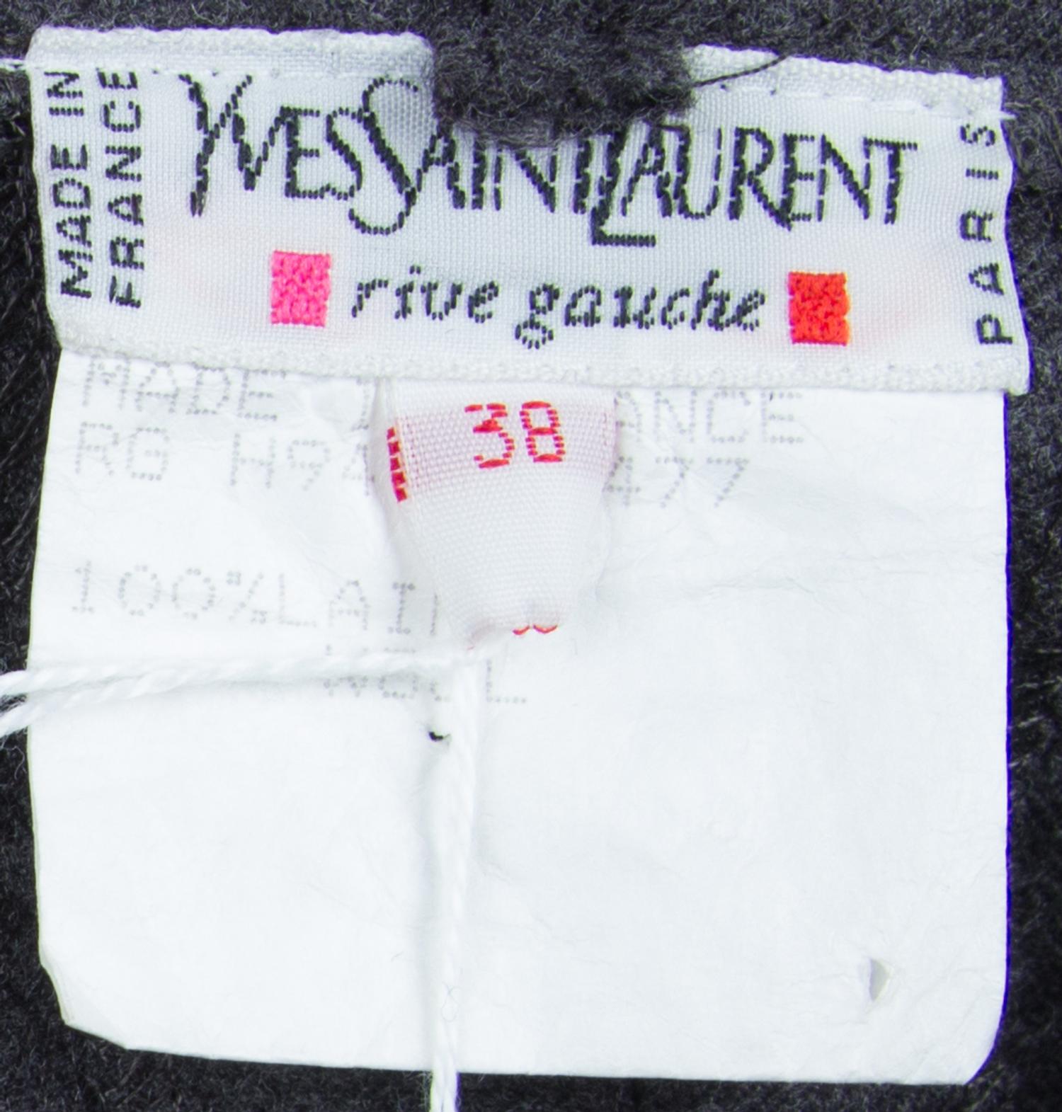 A Pair of Yves Saint Laurent Grey Wool Pleated Pants, Size 38.