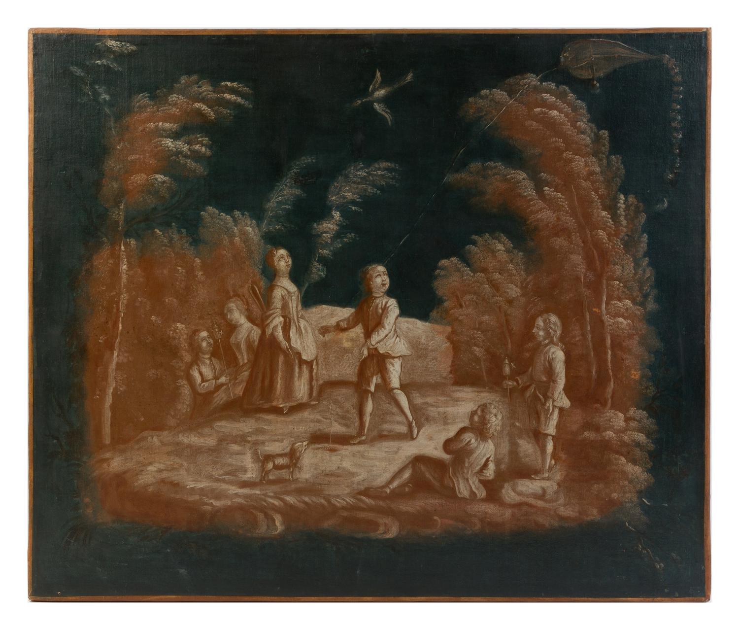 A Pair of Continental Painted Panels 30 1/2 x 36 5/8 inches.