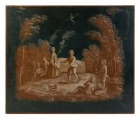 A Pair of Continental Painted Panels 30 1/2 x 36 5/8 inches.
