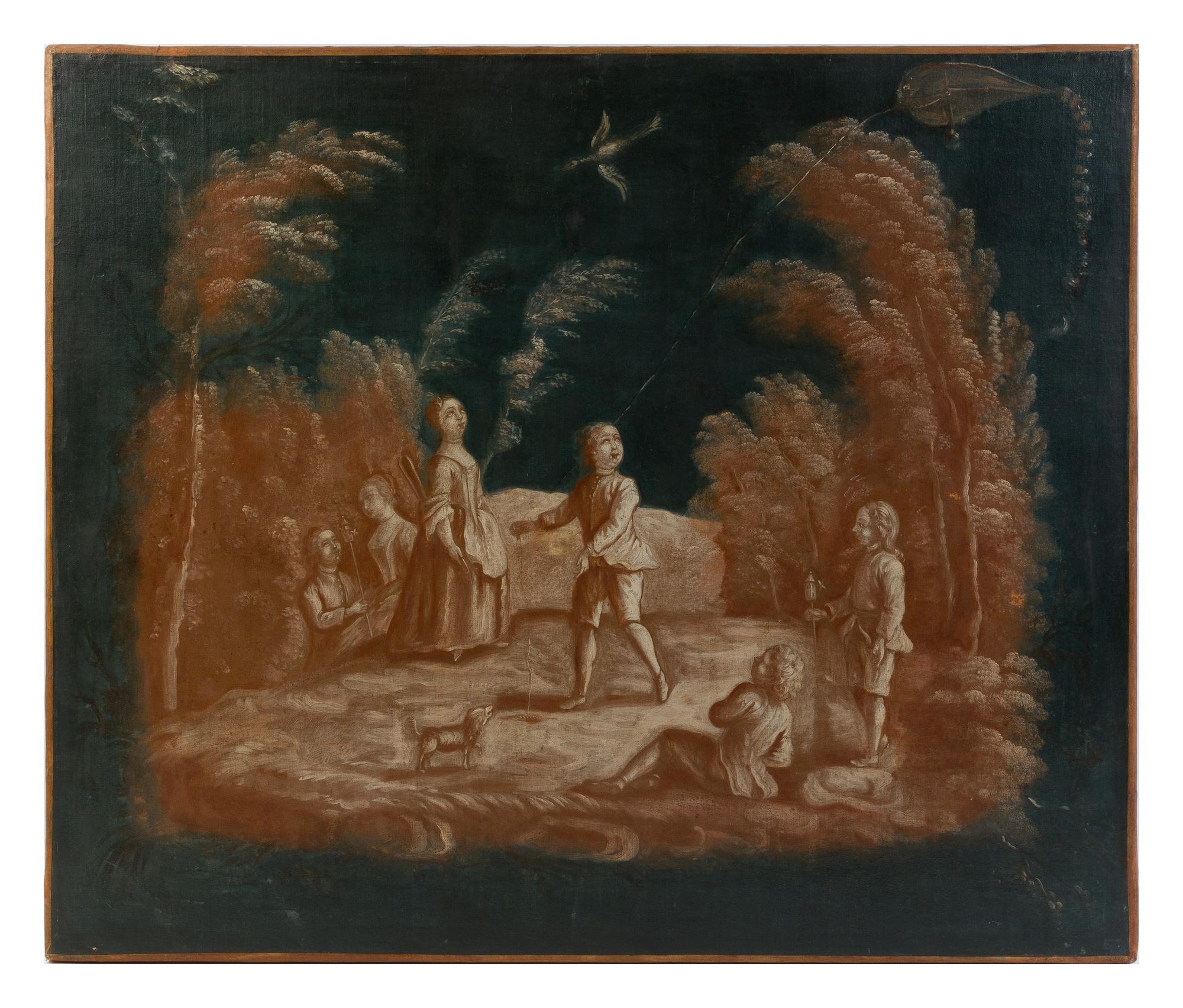 A Pair of Continental Painted Panels 30 1/2 x 36 5/8 inches.