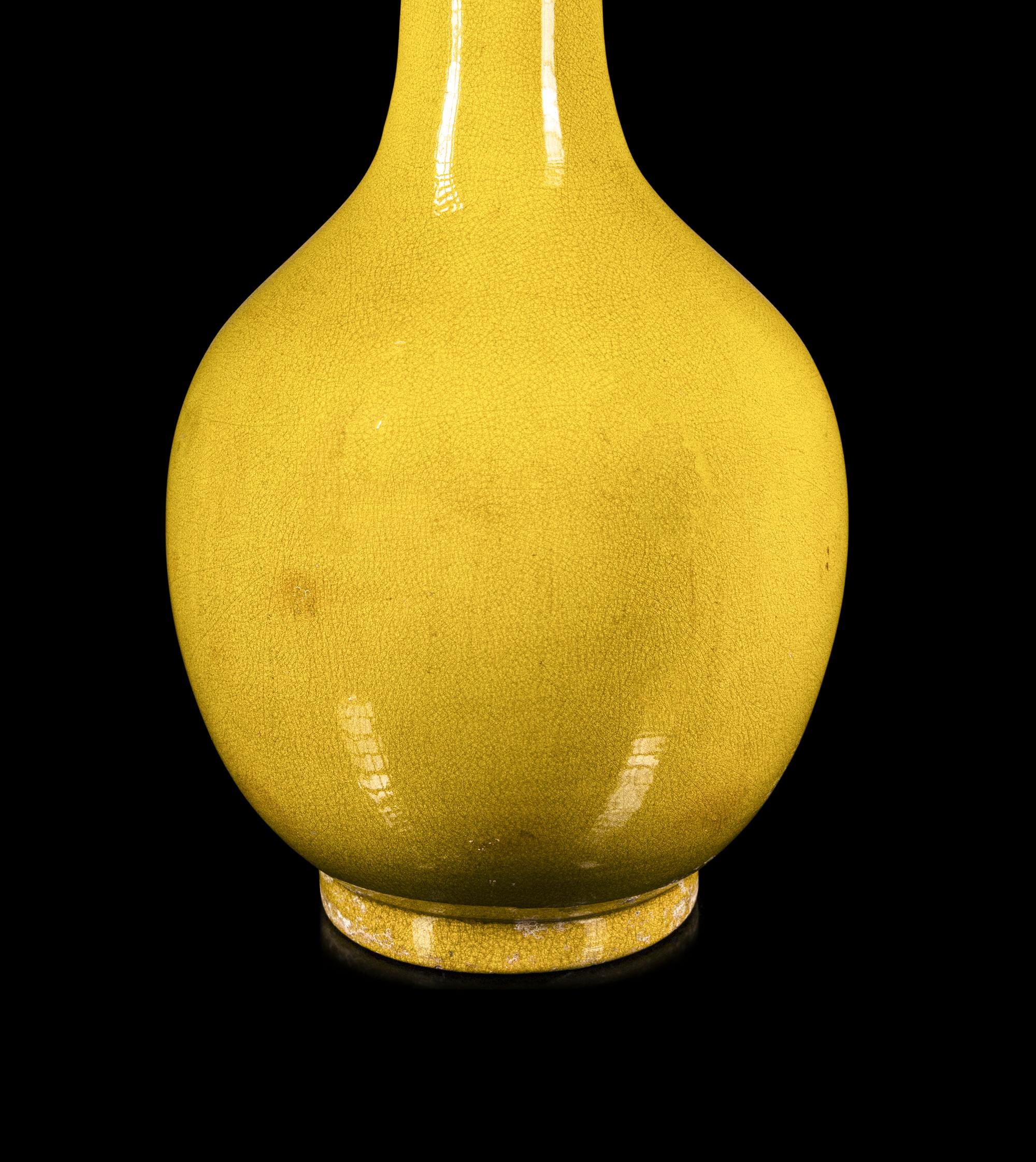 A Monumental Chinese Yellow Glazed Porcelain Bottle Vase