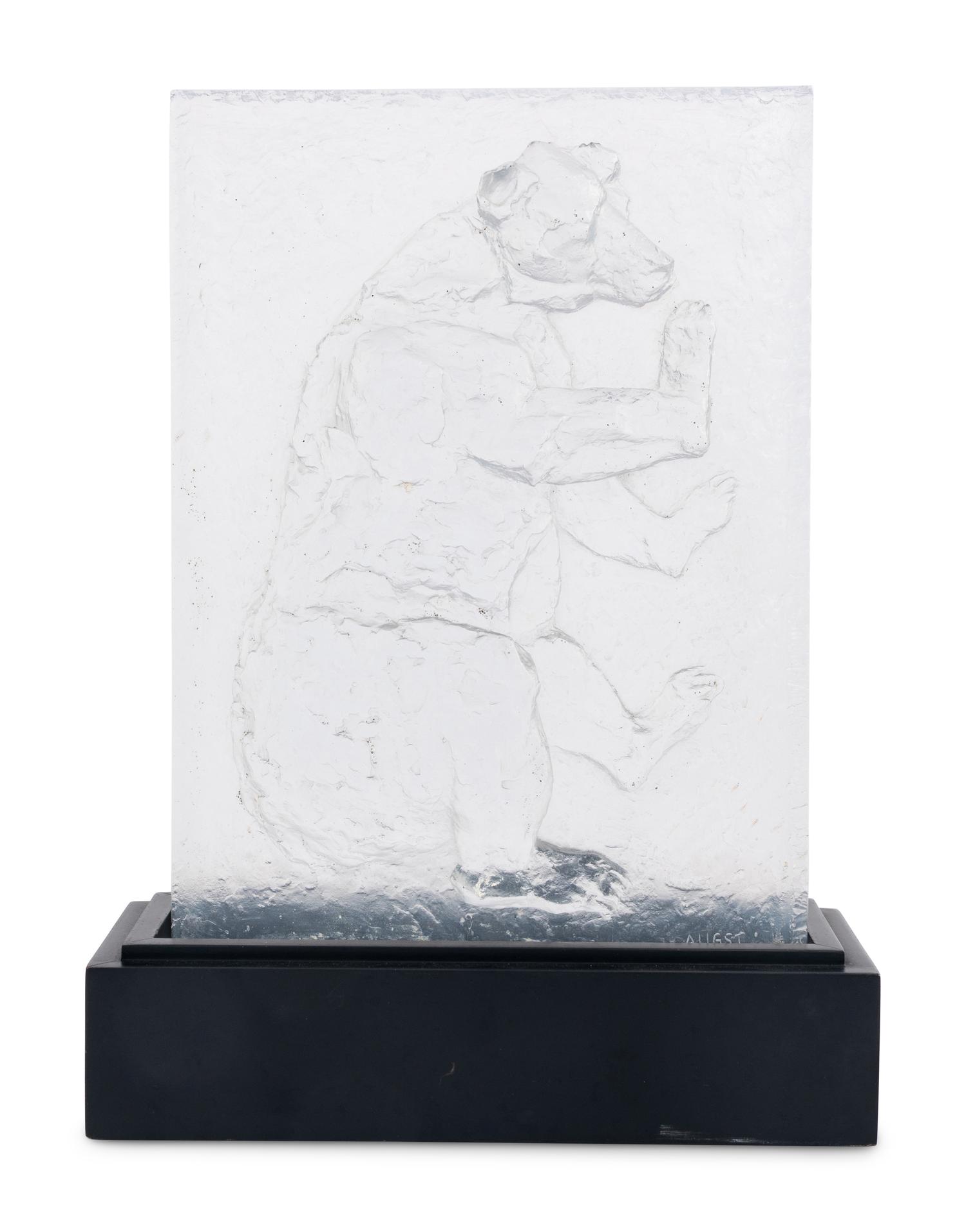 A Bernard Augst for Baccarat Glass Relief Sculpture