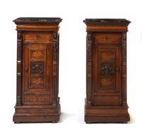 A Pair of Neoclassical Painted Cabinets, Height 40 1/8 x width 19 x depth 14 inches.