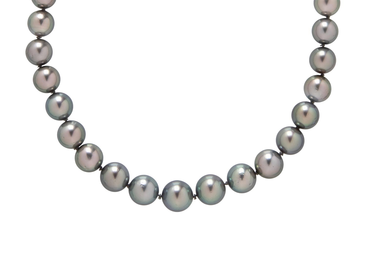 GRAY CULTURED PEARL AND DIAMOND NECKLACE