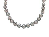 GRAY CULTURED PEARL AND DIAMOND NECKLACE