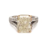 FANCY LIGHT BROWNISH GREENISH YELLOW DIAMOND AND DIAMOND RING