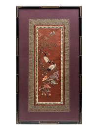 Six Chinese Embroidered Silk Panels