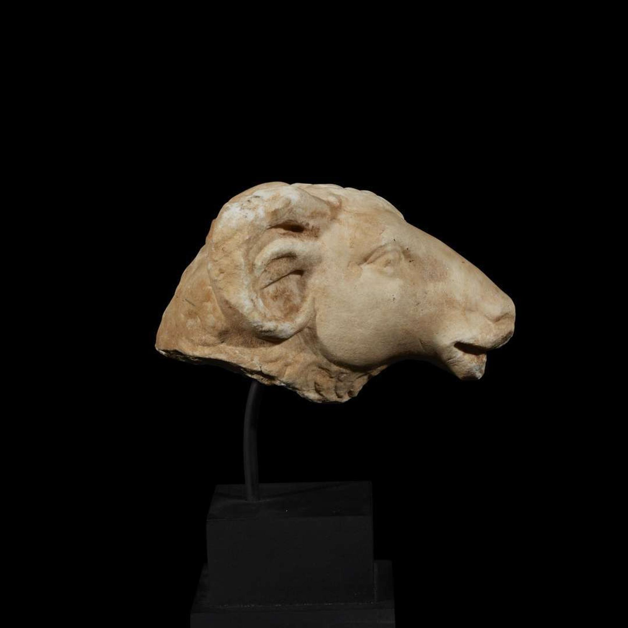 ROMAN STONE RAM'S HEAD HANDLE 2nd-3rd Century AD
