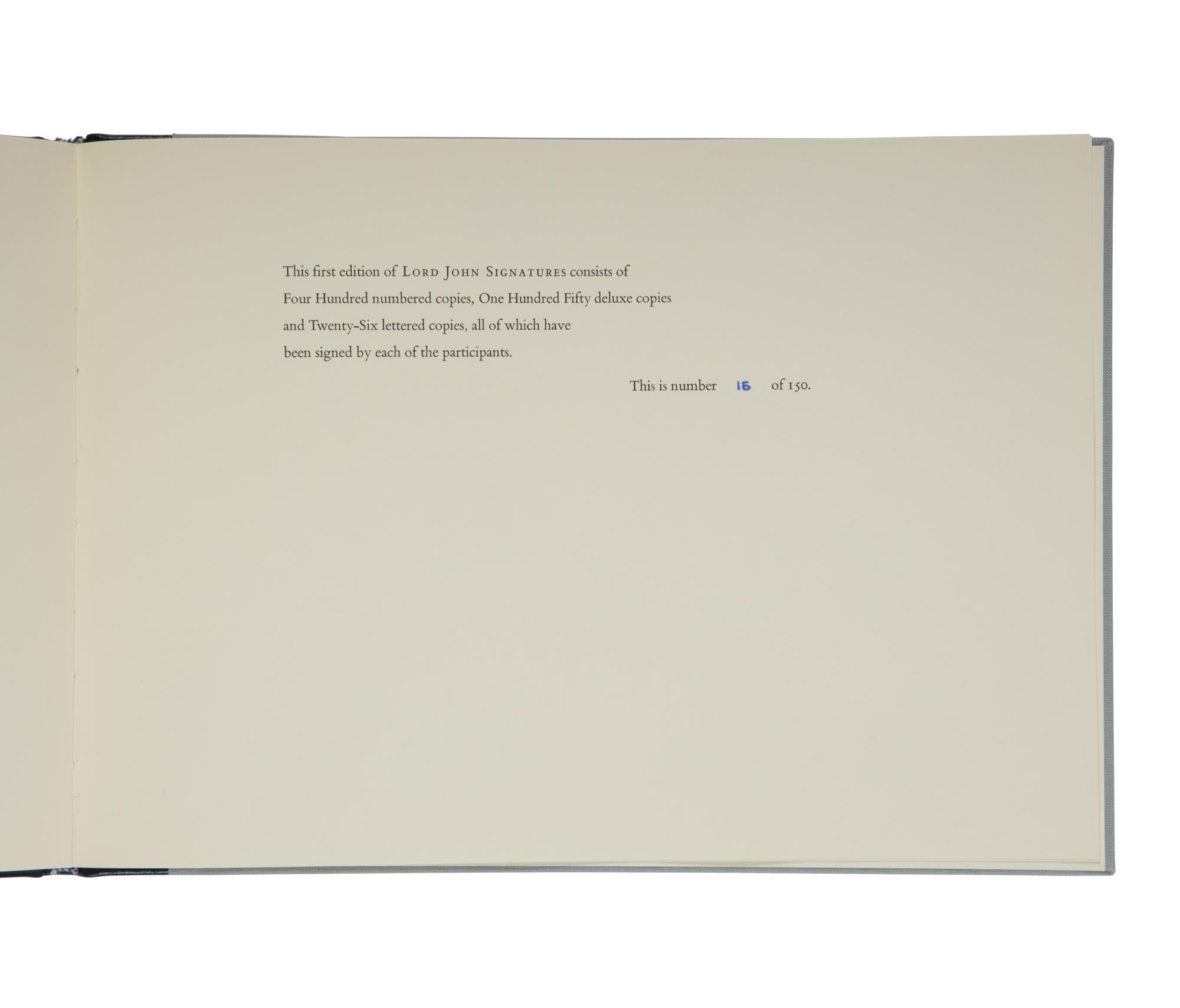 [KING, Stephen (b. 1947), contributor]. Lord John Signatures . With an Introduction by Stephen King. Northridge, California: Lord John Press, 1991.