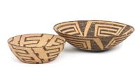 Two Pima Basket Bowls Height of larger 4 1/8 x 15 5/16 inches.