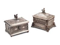 Two Neoclassical Style Silver-Plate Table Caskets