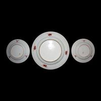 Three Chinese Export Porcelain "Mandarin Ducks and Immortals" Dishes, 18th Century — 清中期 外銷粉彩蓮塘雙鴨圖賞盤三件